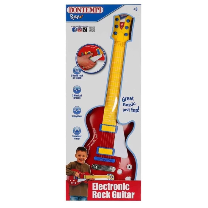 Bontempi Kırmızı Elektronik Çocuk Rock Gitarı 53 cm