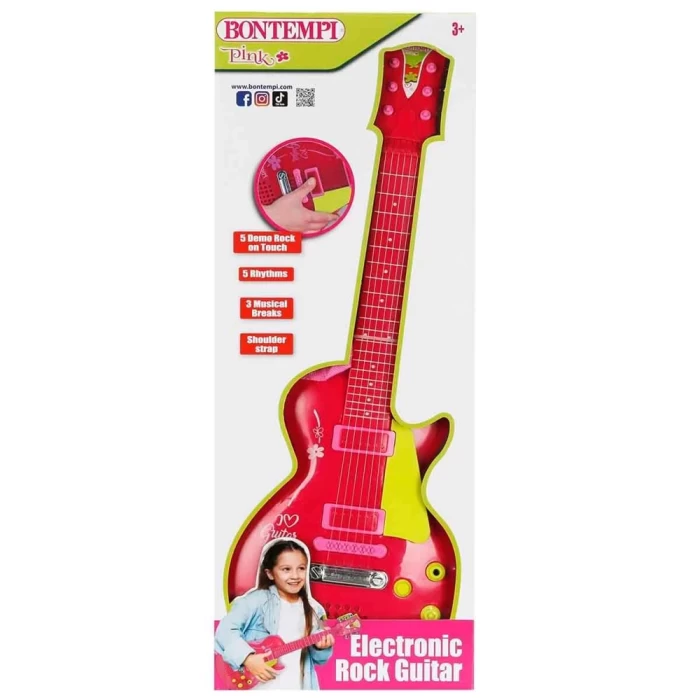 Bontempi Pembe Elektronik Çocuk Rock Gitarı 53 cm