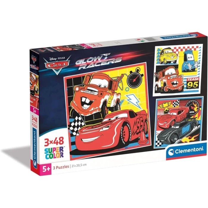 Clementoni Cars Glow Racers Puzzle 3x48 Parça 25309