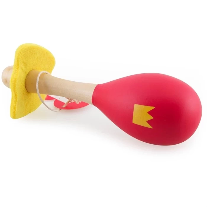 Desenli Ahşap Maracas Kırmızı