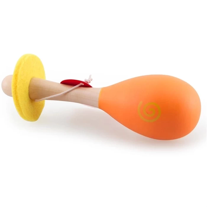 Desenli Ahşap Maracas Turuncu