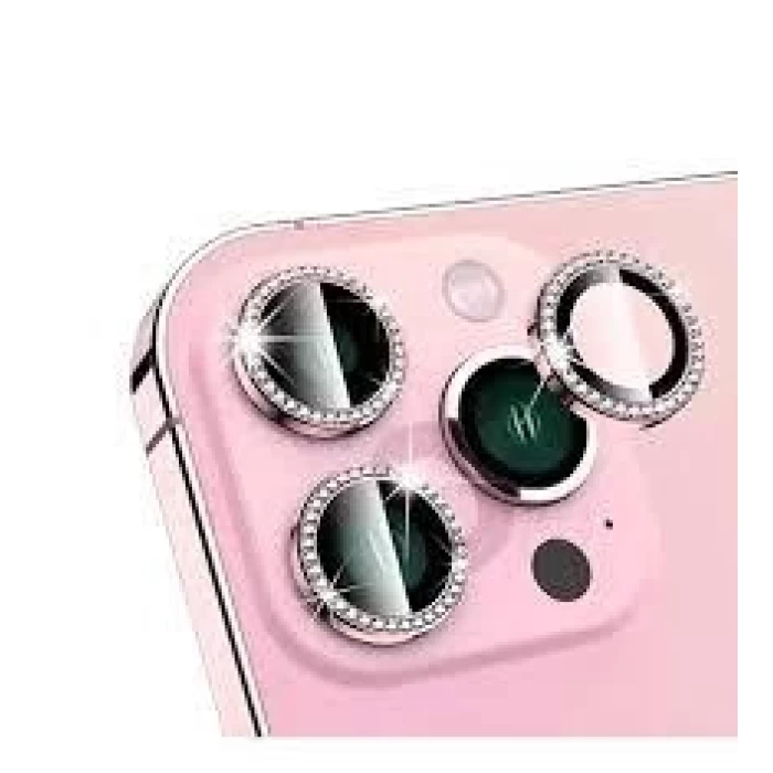 İphone 12 Pro Max  Taşlı Kamera Lens Koruyucu Çerçeveli Koruyucu