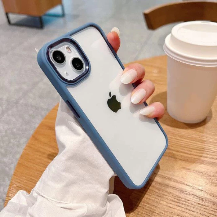 İphone 13  Metal Kamera Çerçeveli Kenarları Renkli Kılıf