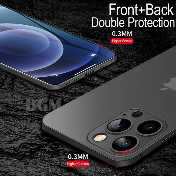 İphone 13 Pro 0,2 mm PP Buzlu Ultra İnce Sert Silikon Kamera Korumalı Kılıf