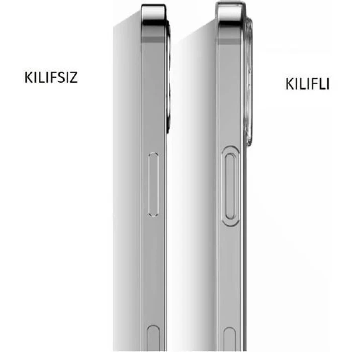 iPhone 13 Pro Max Kamera Korumalı Şeffaf Tıpalı Silikon Kılıf