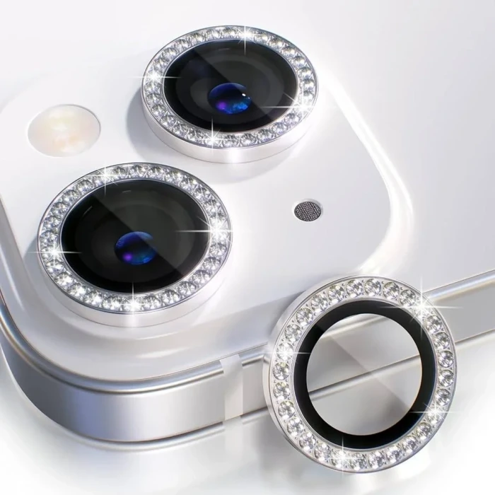 İphone 14/14 Plus ile Uyumlu Taşlı Renkli Lens Koruma