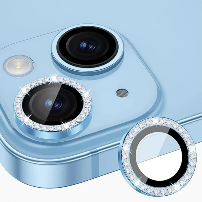 İphone 14/14 Plus ile Uyumlu Taşlı Renkli Lens Koruma