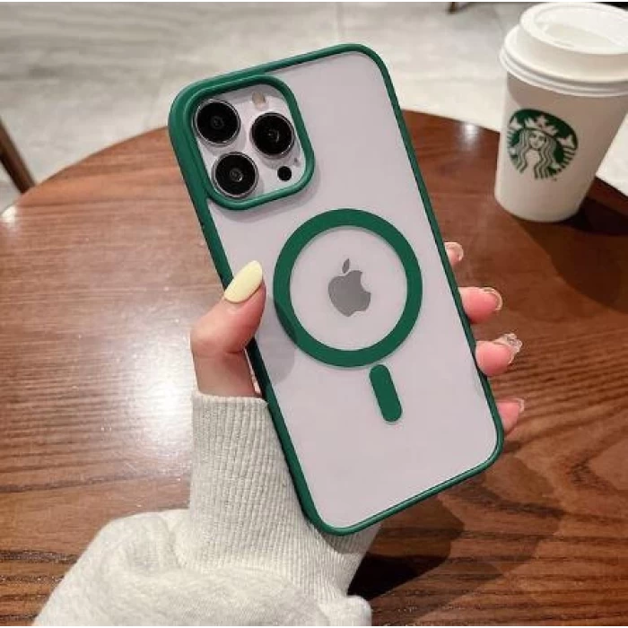 İphone 14 Pro Magsafe Uyumlu Mat Çerçeveli Telefon Kılıfı