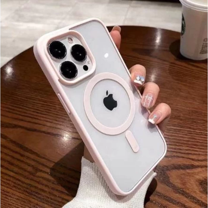 İphone 14 Pro Magsafe Uyumlu Mat Çerçeveli Telefon Kılıfı