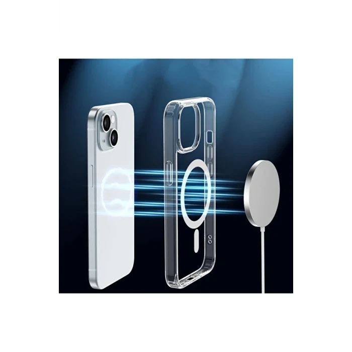 İphone 15 Magsafe Sert Şeffaf Telefon Kılıfı