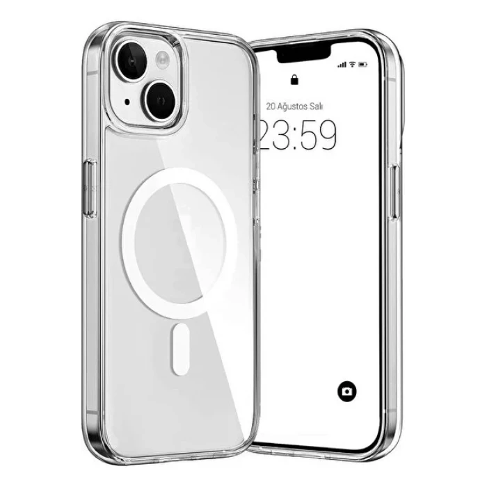 İphone 15 Plus Magsafe Sert Şeffaf Telefon Kılıfı