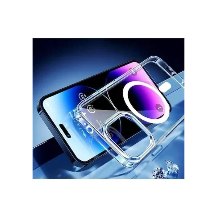 İphone 15 Plus Magsafe Sert Şeffaf Telefon Kılıfı