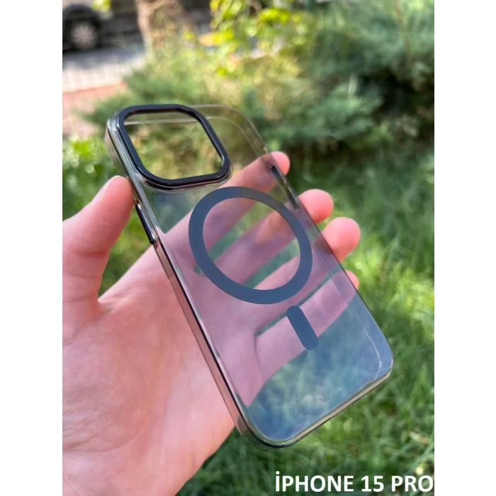 İphone 15 Pro Hybrid Magsafe Animasyonlu Sararmaz Kılıf