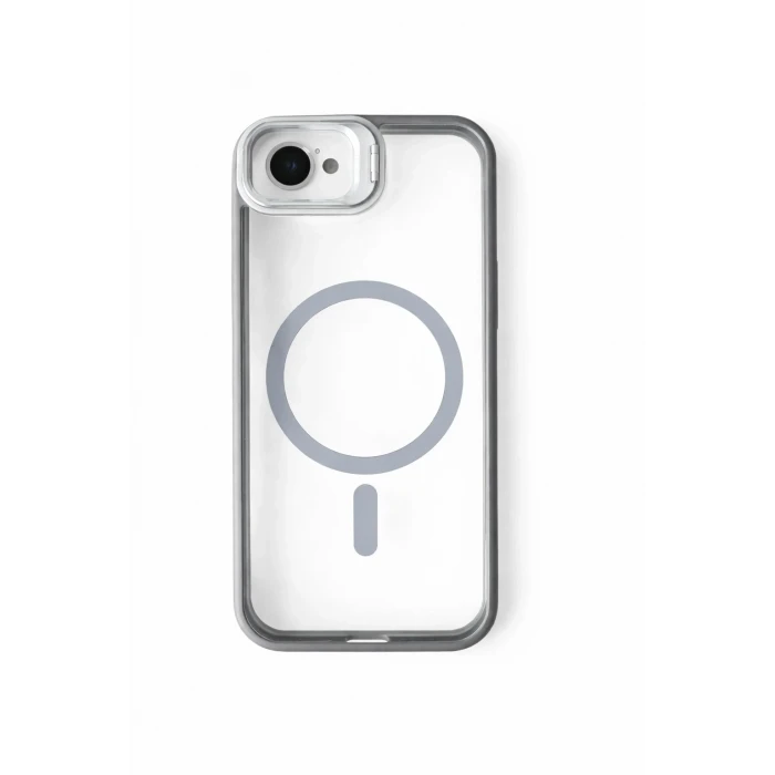 iPhone 16 E Uyumlu Kılıf Klon Stantlı + Lens Korumalı MagSafe Telefon Kılıfı