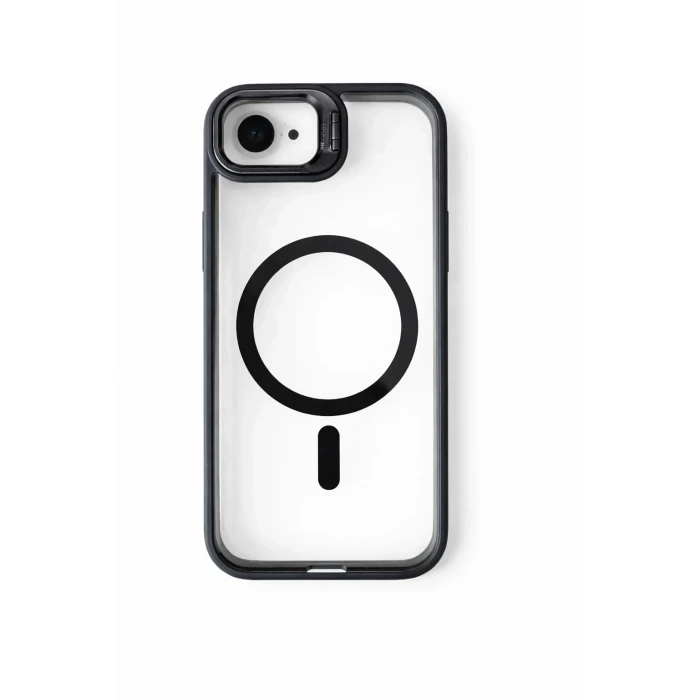 iPhone 16 E Uyumlu Kılıf Klon Stantlı + Lens Korumalı MagSafe Telefon Kılıfı