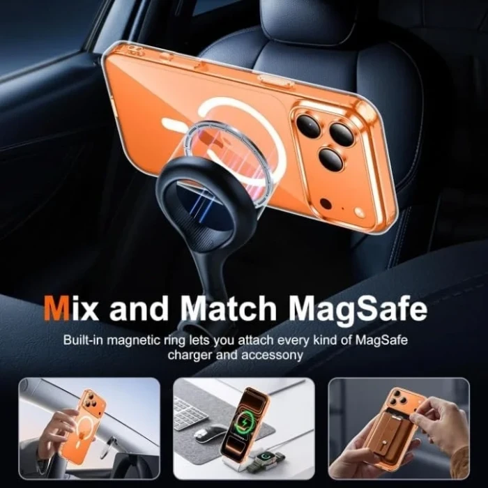 İphone 17 Pro Max Magsafe Sert Şeffaf Telefon Kılıfı