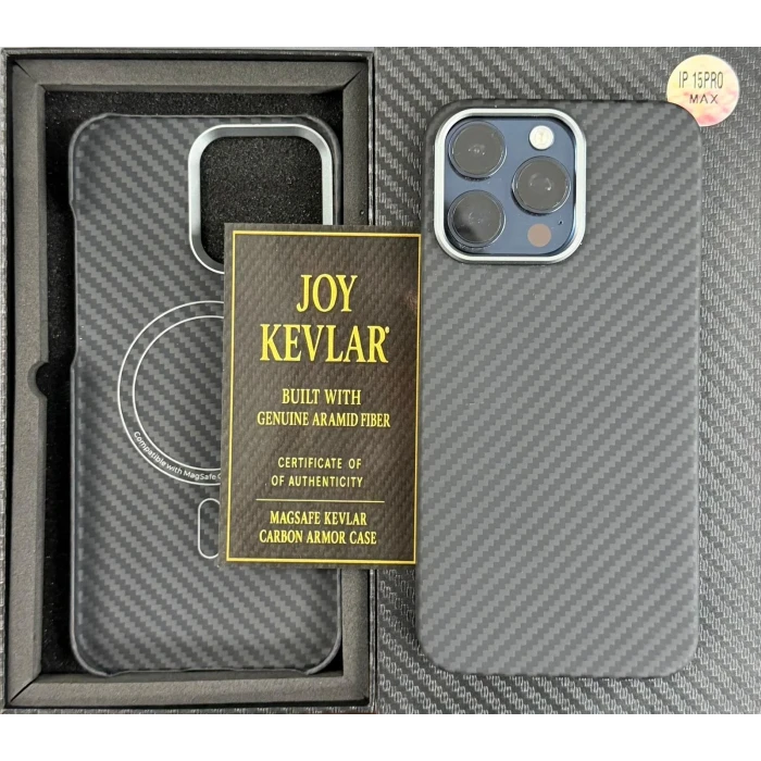 Joykevlar İphone 15 Pro Max Gerçek Kevlar Carbon Premium Telefon Kılıfı