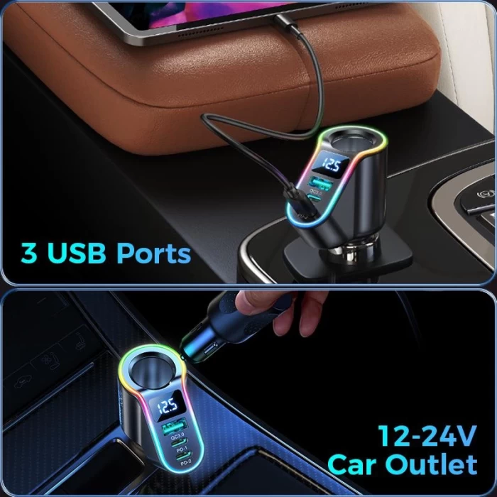 Joyroom 150W 4 Port Led Ekranlı Araç şarj