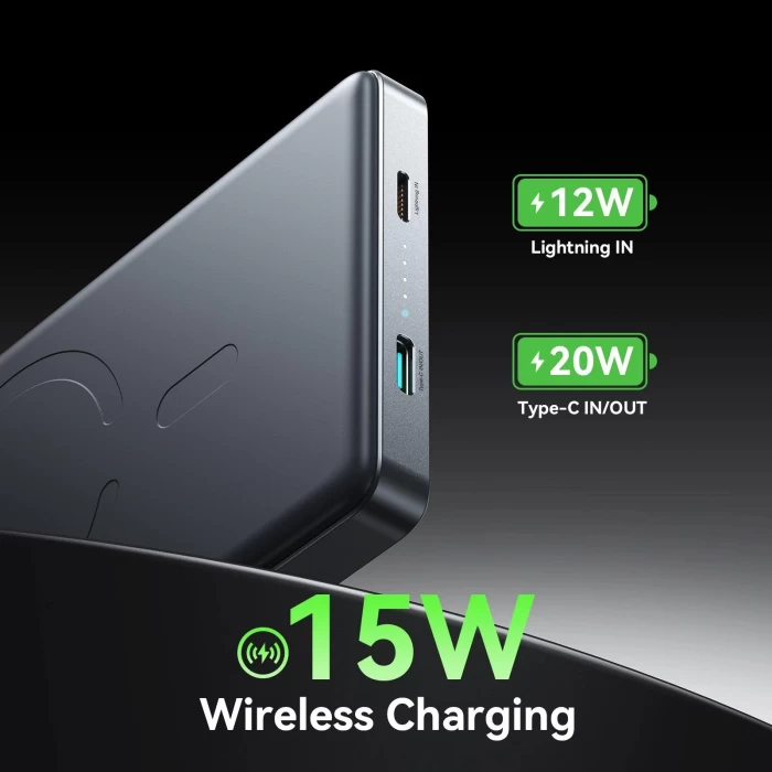 Joyroom 20W Ultra-Slim Metal MagSafe Kablosuz Ve Kablolu 20W Hızlı Şarj Power Bank 10.000mAh