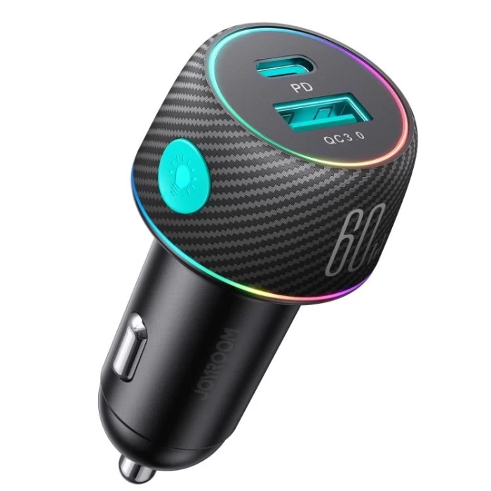 JOYROOM 60W USB/USB-C / Type-C  Araç Şarj Cihazı Siyah Çakmaklık