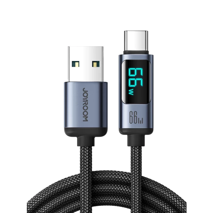 Joyroom 66W USBden Type-C Dijital Ekranlı Şarj Göstergeli Şarj Kablosu 1.2MT