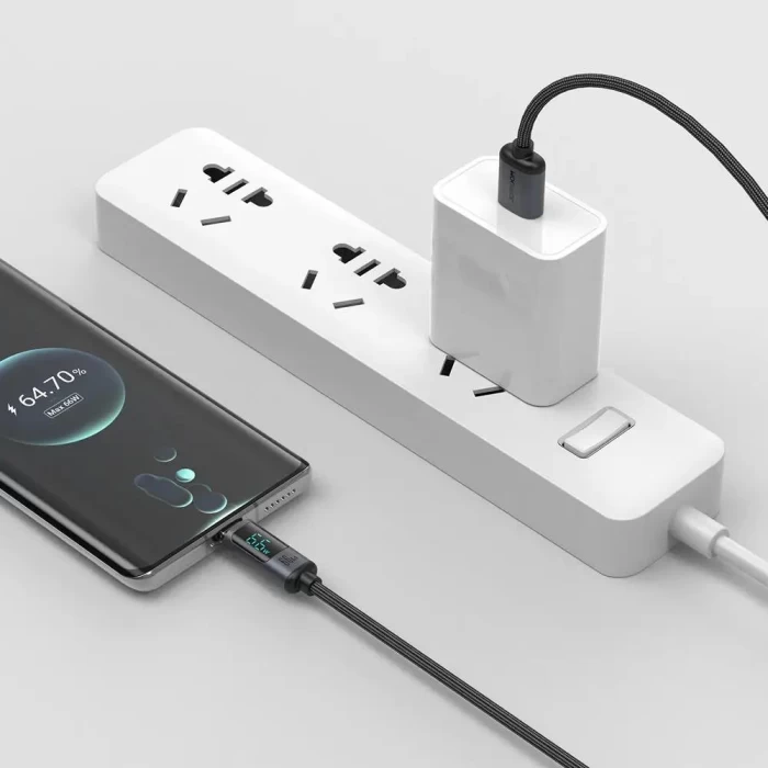 Joyroom 66W USBden Type-C Dijital Ekranlı Şarj Göstergeli Şarj Kablosu 1.2MT
