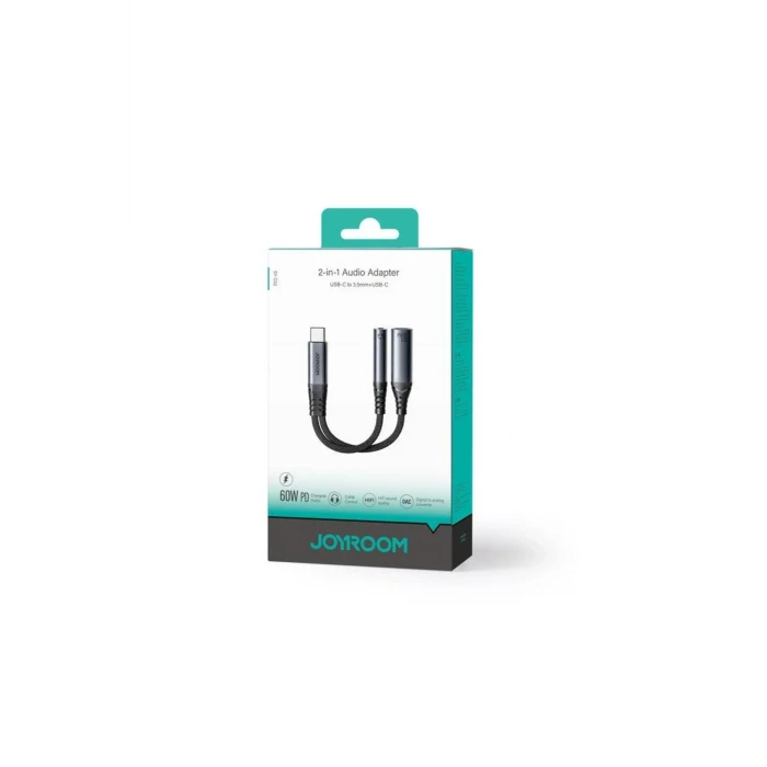 Joyroom Audio Adaptör 2İN1 (Type-C to 3.5mm+Type-C)-Siyah