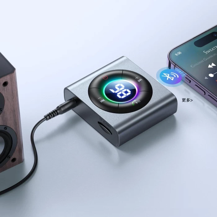 Joyroom JR-CB2 Wireless Transmitter  2si 1 Arada Kablosuz Verici/Alıcı-Koyu Grı