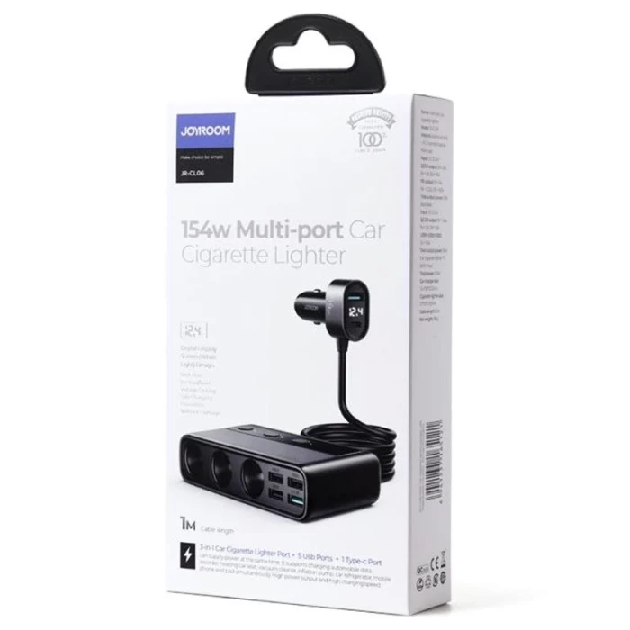Joyroom JR-CL06 Üç Soketli 5in1 154W Araç Şarj Adaptörü PD+QC3.0+USB*4