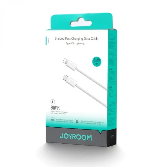 Joyroom S-A45 İphone Uyumlu Hasır Yeni Tip Type-cden Lightning Şarj Kablosu 60W