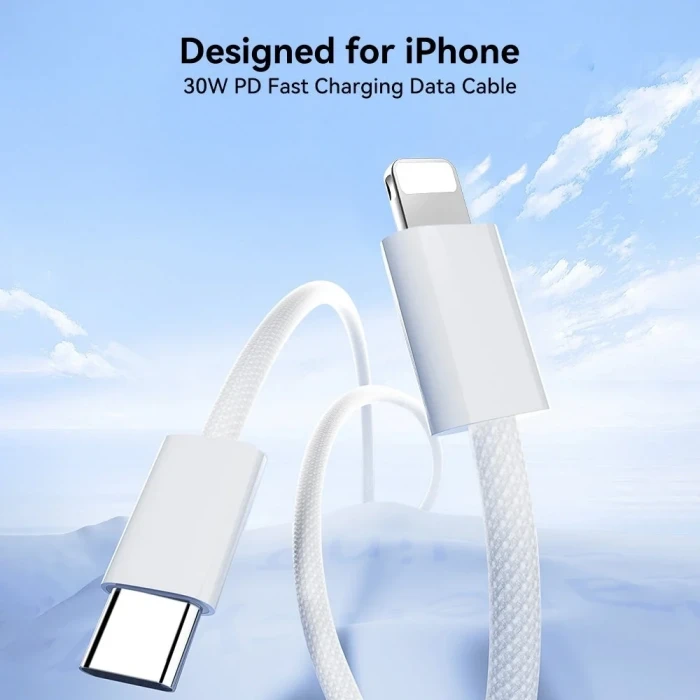 Joyroom S-A45 İphone Uyumlu Hasır Yeni Tip Type-cden Lightning Şarj Kablosu 60W