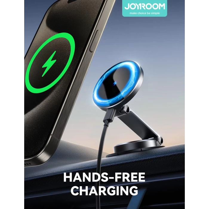 Joyroom Zs408 15w Metal MagSafe Kablosuz Şarj Araç Şarj Ve Araç Telefon Tutucu