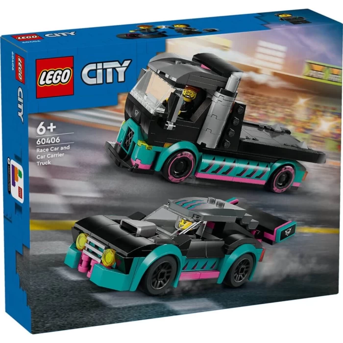 LEGO City Yarış Arabası ve Araba Taşıyıcı Kamyon 60406