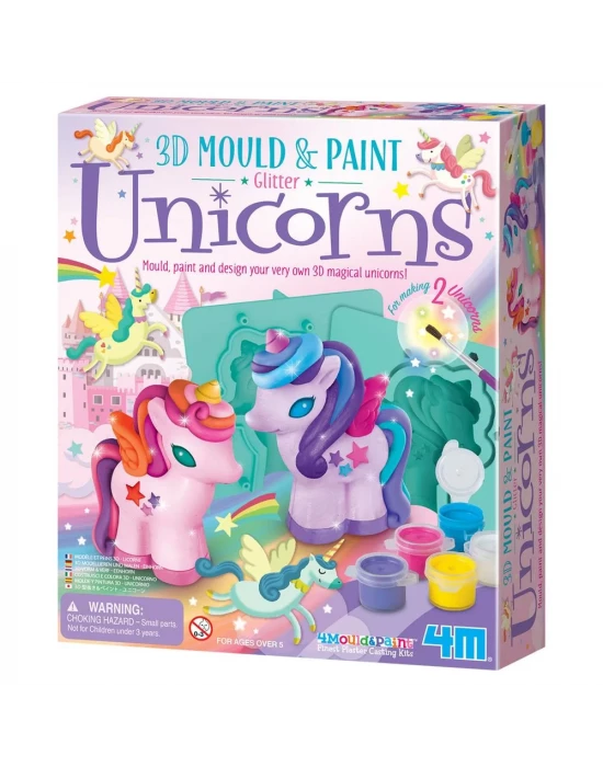 4M 3D Unicorn Kalıp ve Parıltılı Boyama Seti