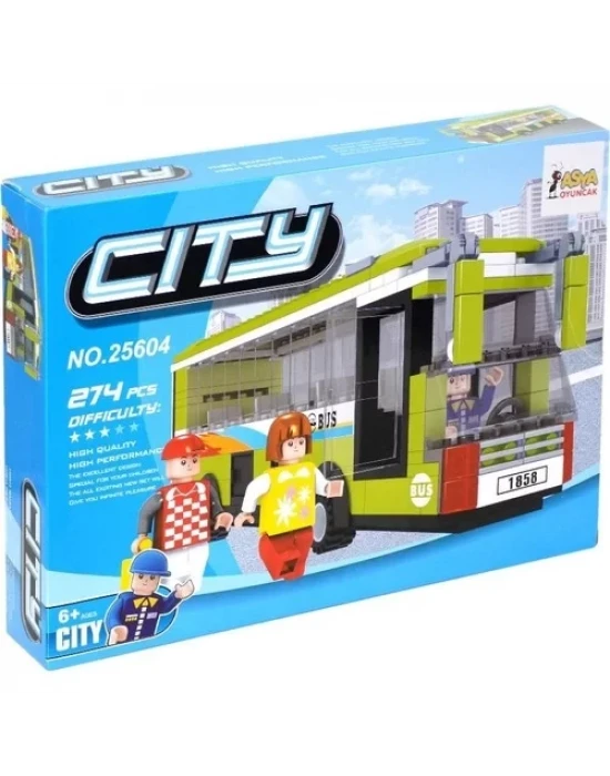 Asya Oyuncak 0131 25604 Bricks City Bus Blok Seti 274 Parça