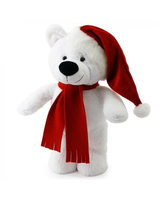 Yılbaşı Özel Noel Ayı 40 cm Beyaz