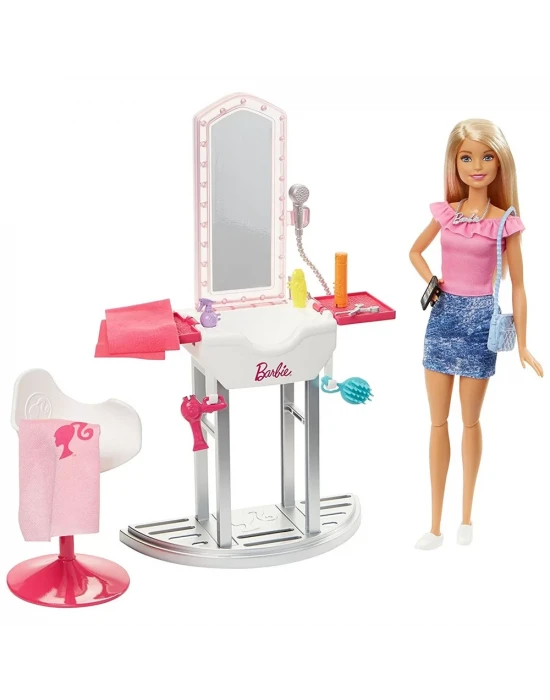 Barbie Bebek Ve Kuaför Oyun Seti FJB36