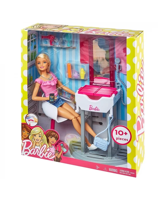 Barbie Bebek Ve Kuaför Oyun Seti FJB36