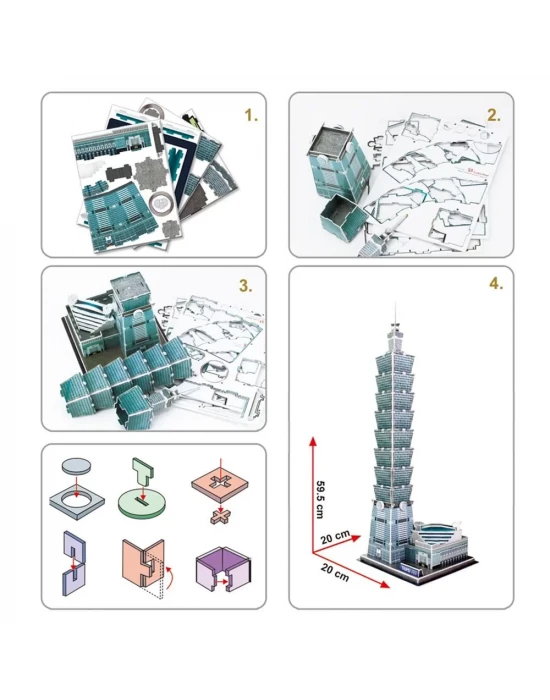 Cubic Fun 3D 66 Parça Puzzle Taipei 101