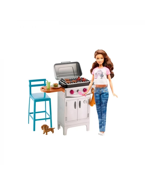 Barbie Açıkhava Dekorasyon Barbekü Oyun Seti DVX48