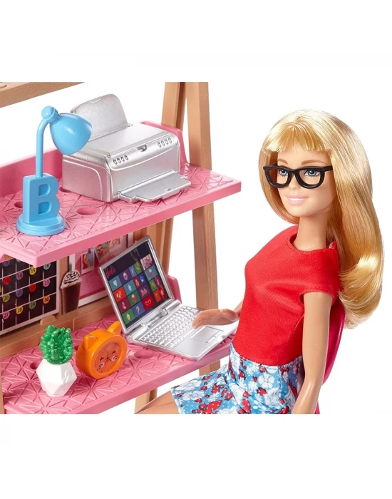 Barbie Bebek ve Çalışma Masası Oyun Seti DVX52