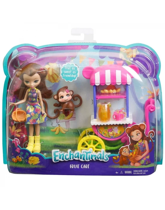 Enchantimals Merit Monkey ve Meyve Arabası Oyun Seti