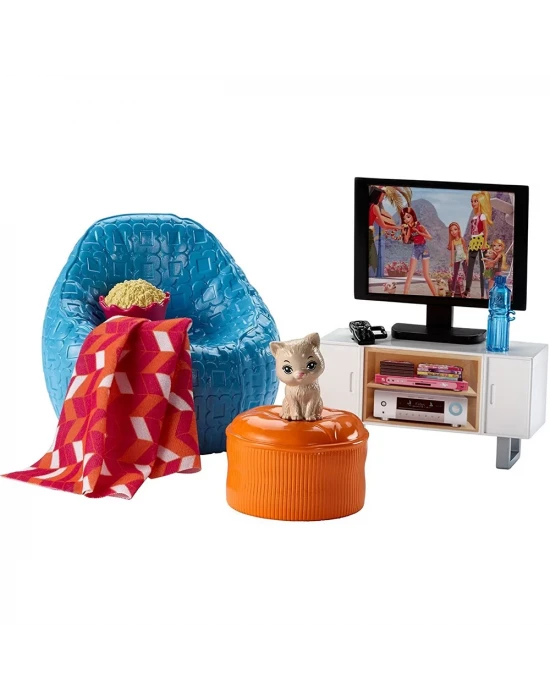 Barbie Ev İçi Dekorasyon Oturma Odası Oyun Seti DVX46