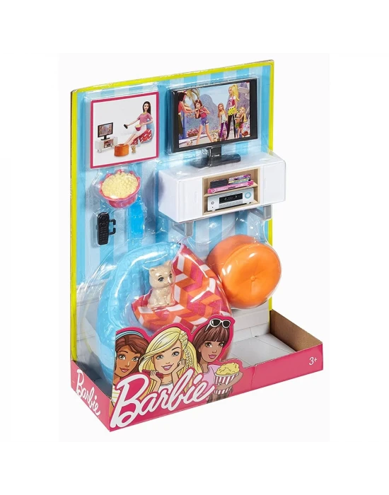 Barbie Ev İçi Dekorasyon Oturma Odası Oyun Seti DVX46