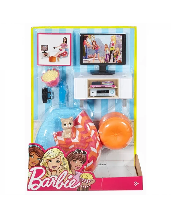 Barbie Ev İçi Dekorasyon Oturma Odası Oyun Seti DVX46