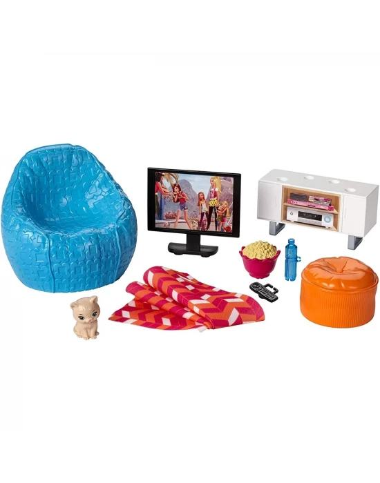 Barbie Ev İçi Dekorasyon Oturma Odası Oyun Seti DVX46