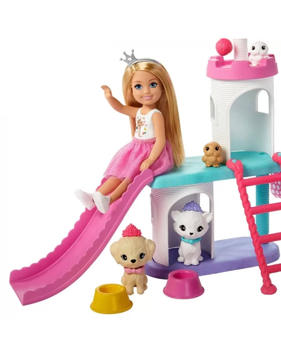 Barbie Prenses Macerası Chelsea Bebek ve Evcil Hayvan Şatosu Oyun