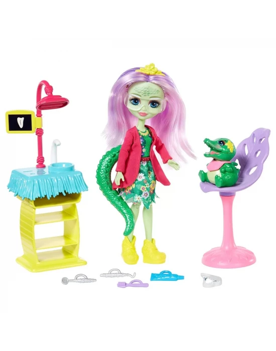 Enchantimals Andie Alligator ve Marshy Güleryüzlü Dişçi Oyun Seti