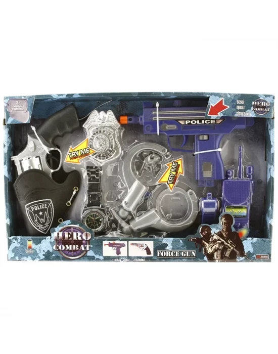 Hero Combat Sesli Işıklı Titreşimli Silah Polis Seti