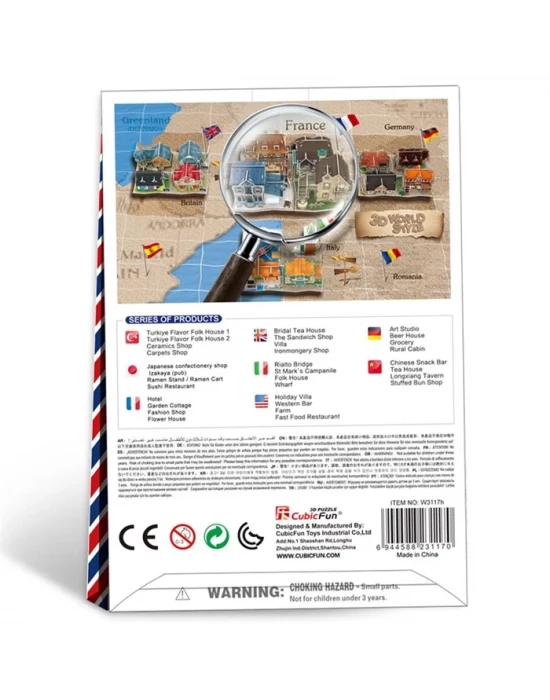 Cubic Fun 3D 32 Parça Puzzle Fransız Hoteli
